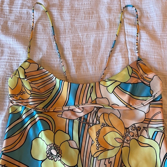 ZARA Satin Effect Print Dress - Size Large - Picture 4 of 10